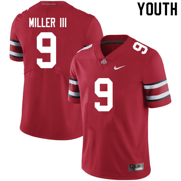 Ohio State Buckeyes Jack Miller III Youth #9 Scarlet Authentic Stitched College Football Jersey